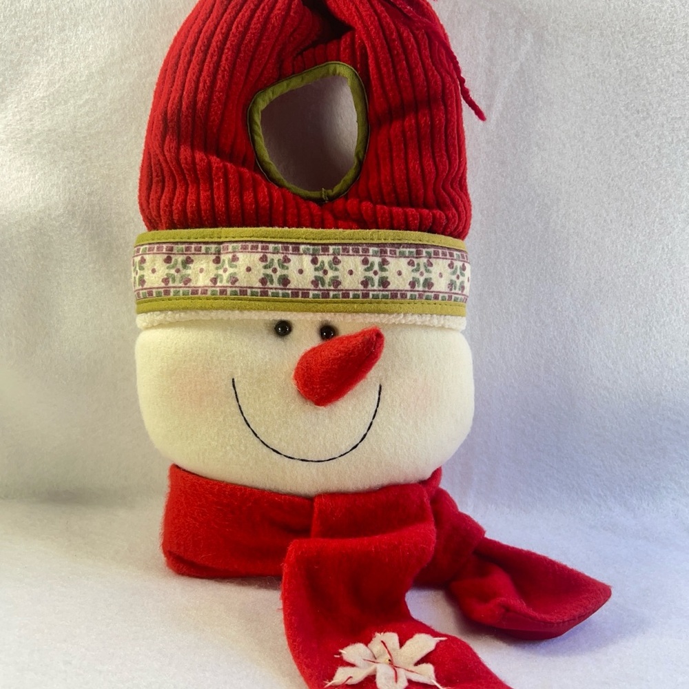 Vintage Dan Dee Plush Snowman Door Knob Hanger Red Hat & Scarf 13” Holiday
